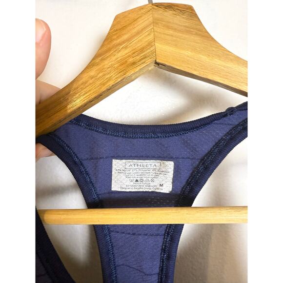 Athleta Fastest Track Tank Top Women’s M Sleeveless Ruched Navy Gradient Stripe - Picture 5 of 5